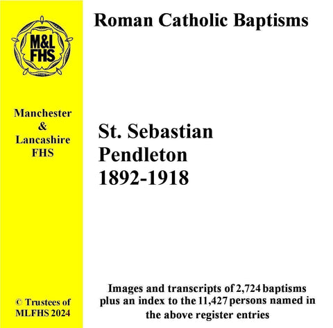 Pendleton, St. Sebastian RC Church, Baptisms 1892-1918 (Download)