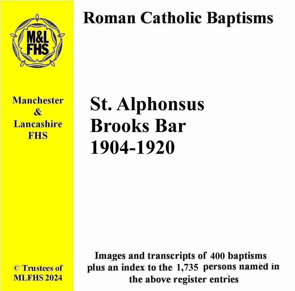 Brooks Bar, St. Alphonsus (RC) Baptisms 1904-1920 (Download)