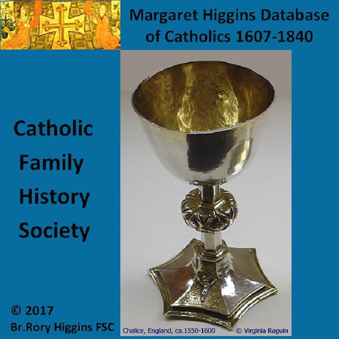 The Margaret Higgins Database of Catholics in England and Their Friends:1607-1840