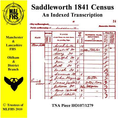 Saddleworth 1841 Census, An Indexed Transcription (Download)