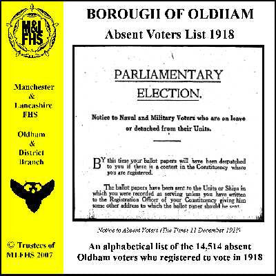 Oldham Absent Voters List 1918 (Download)