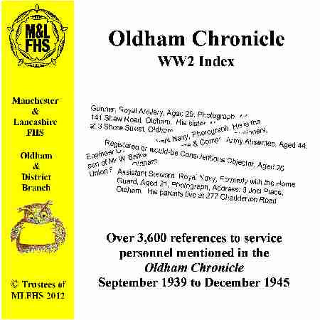 Oldham Chronicle WW2 Index of Service Personnel 1939-45