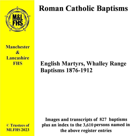 Manchester, Whalley Range, English Martyrs RC Church, Baptisms 1876-1912 (Download)