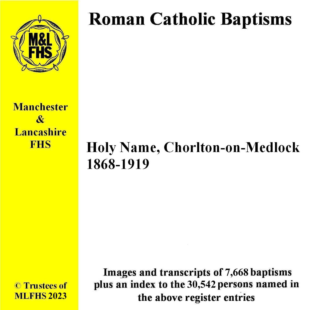 Manchester, Chorlton-on-Medlock, Church of the Holy Name of Jesus, Baptisms 1868-1919 (Download)