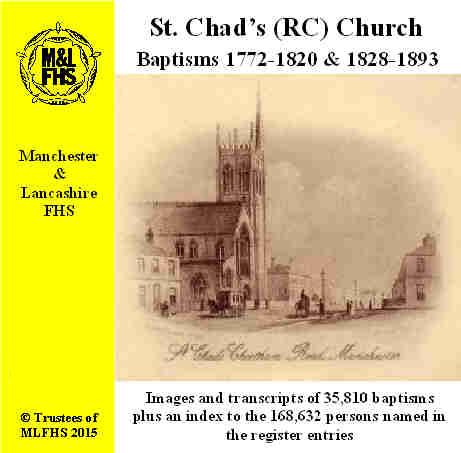 Manchester, St Chads (RC) Church Baptisms 1772-1820 & 1828-1893 (Download)